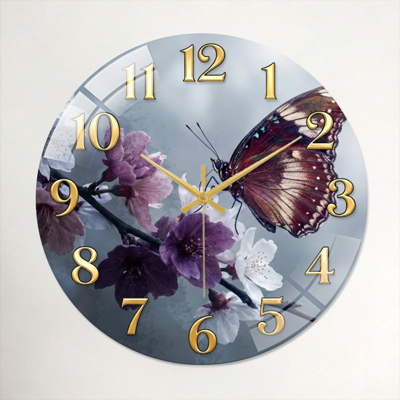 Horloge murale papillon, 40 x 40 cm (15,7 x 15,7 pouces)