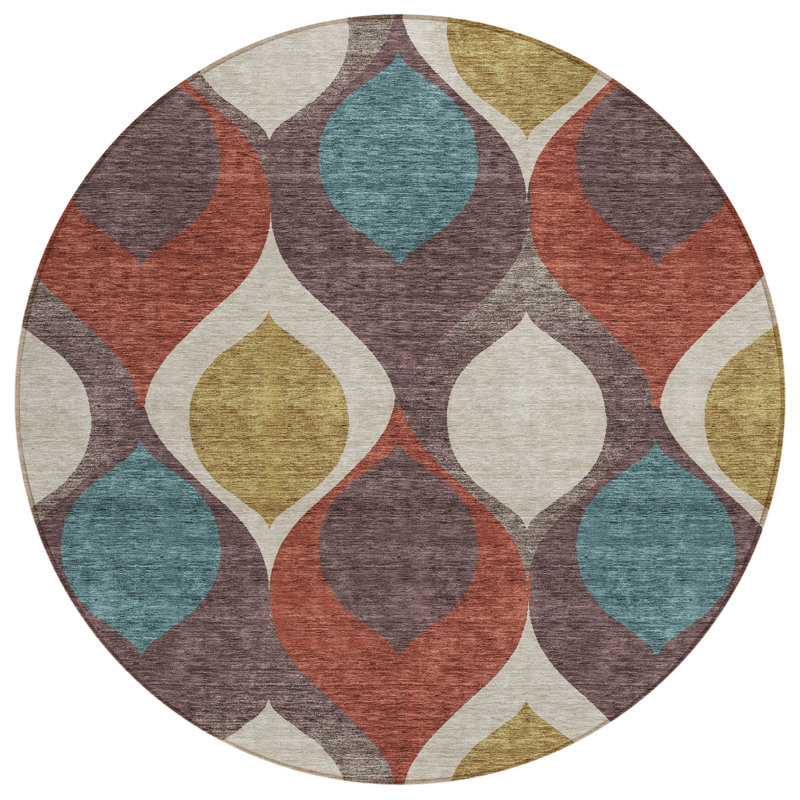 Tapis d'entrée / extérieur antidérapant Caziyah, Rond 8 pi