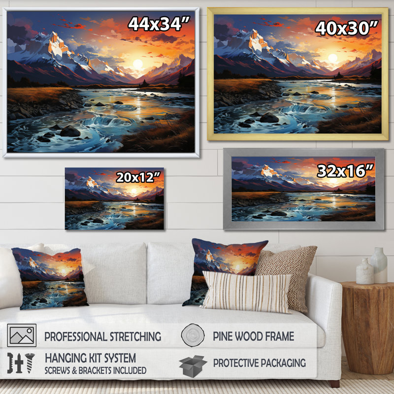 South America Mountain Majesty - Landscapes Canvas Prints, H 30 po x l 40 po x P 1,5 po, Cadre flottant blanc