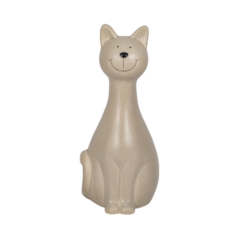 9" Skinny Sitting Kitty, Grey, Gray, 9" H x 4" W x 4" D