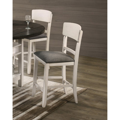 2pc Counter Height Dining Chair , Upholstered Seat Back, Modern Flared Legs, Cushion For Room Chairs 2pc, Wood, Cushion, Back Area