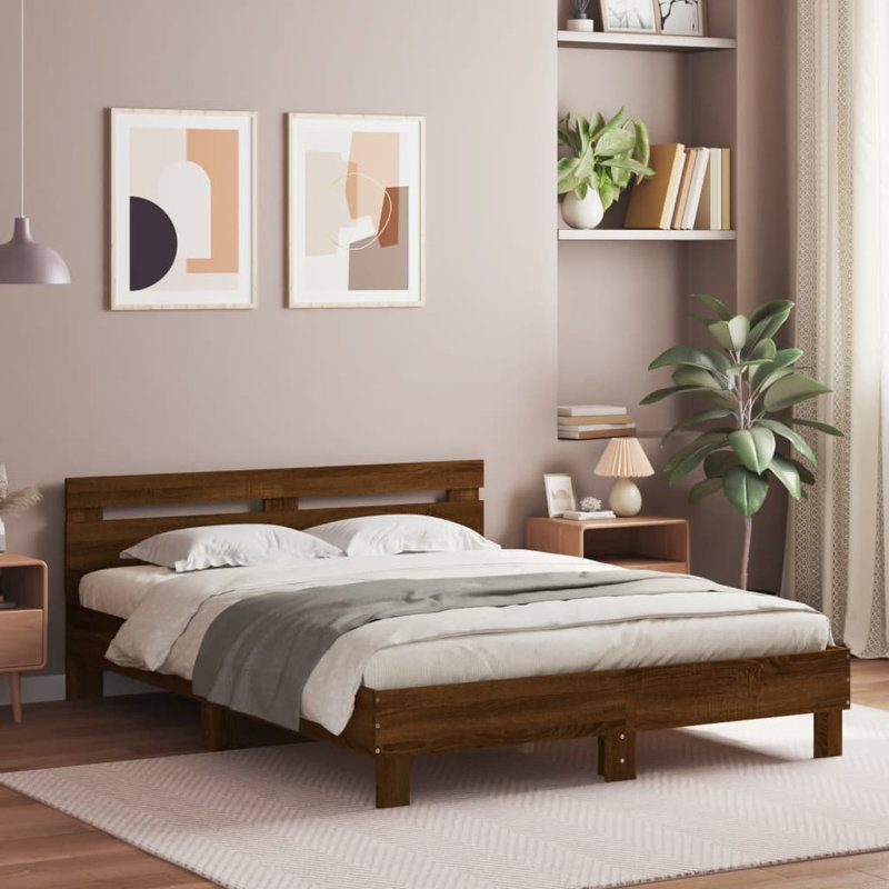 Ninabelle Bed, King ( 150 x 200 cm), Brown Oak
