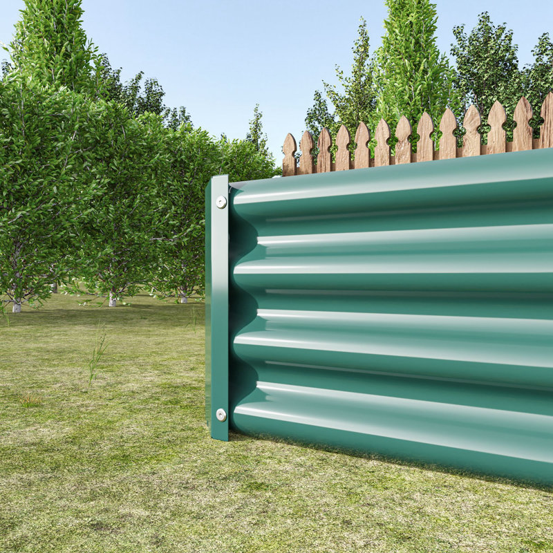 Metal Corrugated Iron Raised Garden Bed for Outdoor Plants, Vegetables, and Flowers, Green, 23.62" H x 94.49" W x 47.25" D