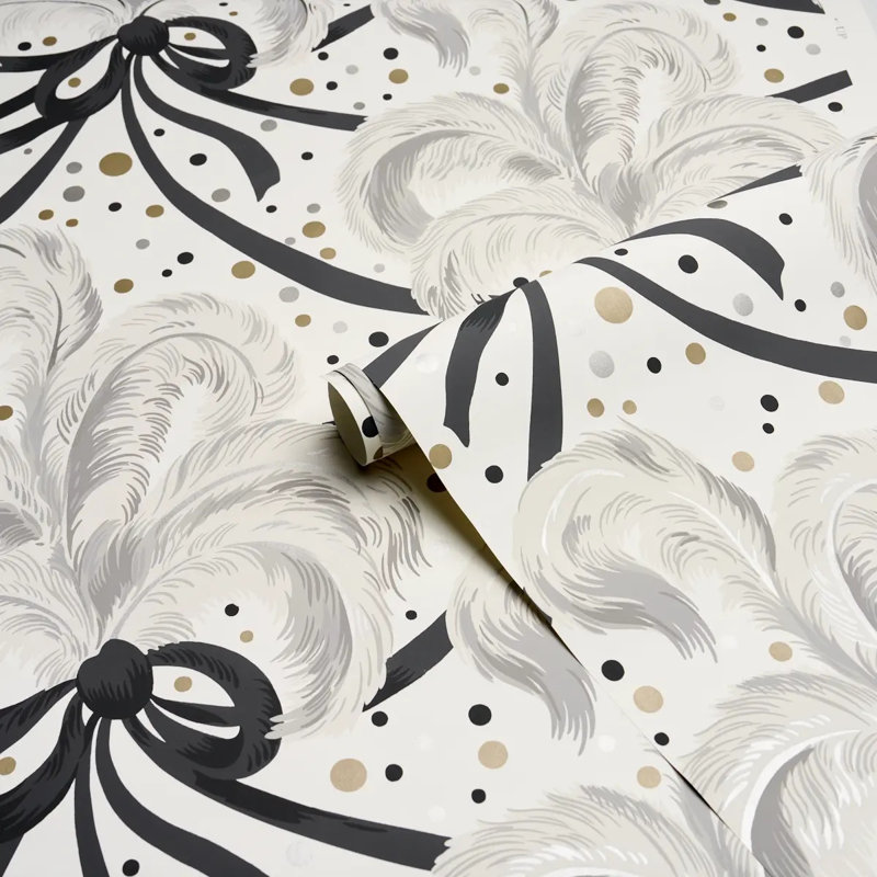 Plumes Et Rubans Wallpaper, Champagne