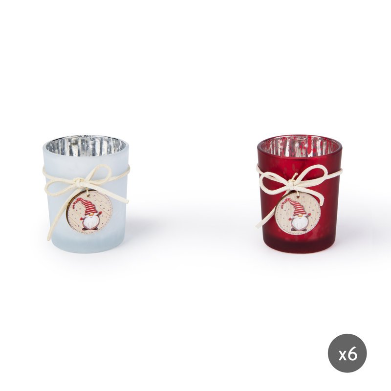 Gnomo 2 Piece Sprayed Glass Tealight Holder Set, 6.50" x 5.50"