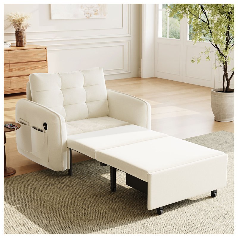 Canapé-lit convertible 3-en-1 avec charge USB et boîte de rangement, canapé-lit simple extra long de 80 po pour les petits espaces
