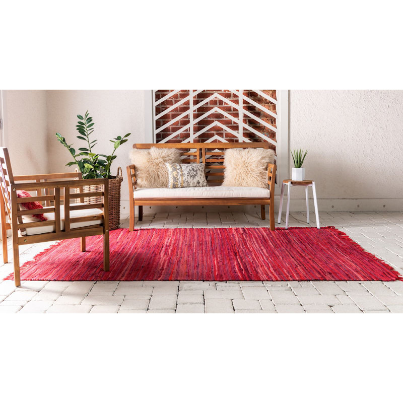 Tapis contemporain Gwin de couleur rose, Rectangle 4 pi x 6 pi
