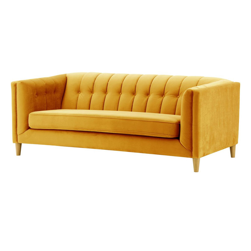 Odina 3 Seater Velvet Sofa, Yellow