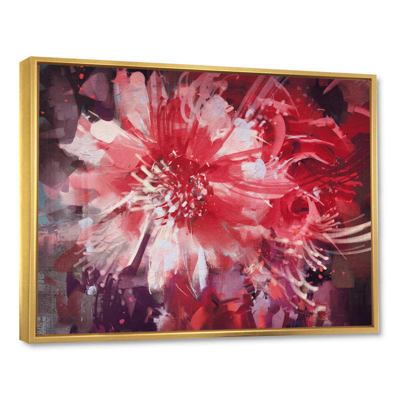«Abstract Vivid Flower Bouquet», reproduction sur toile, H 16 po x l 32 po x P 1 po, Cadre flottant doré