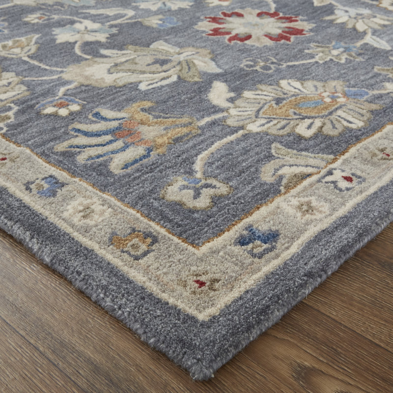 Azalea Vintage Oriental Gray/Ivory/Red Area Rug, Rectangle 2' x 3'