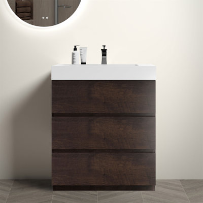 Meuble-lavabo autoportant de 30 po avec lavabo et grand rangement