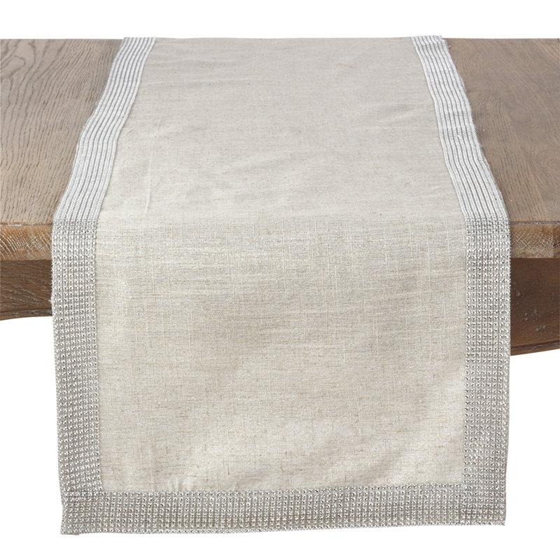 Théo Modern Block Stripe Table Runner, 72" Runner, Silver