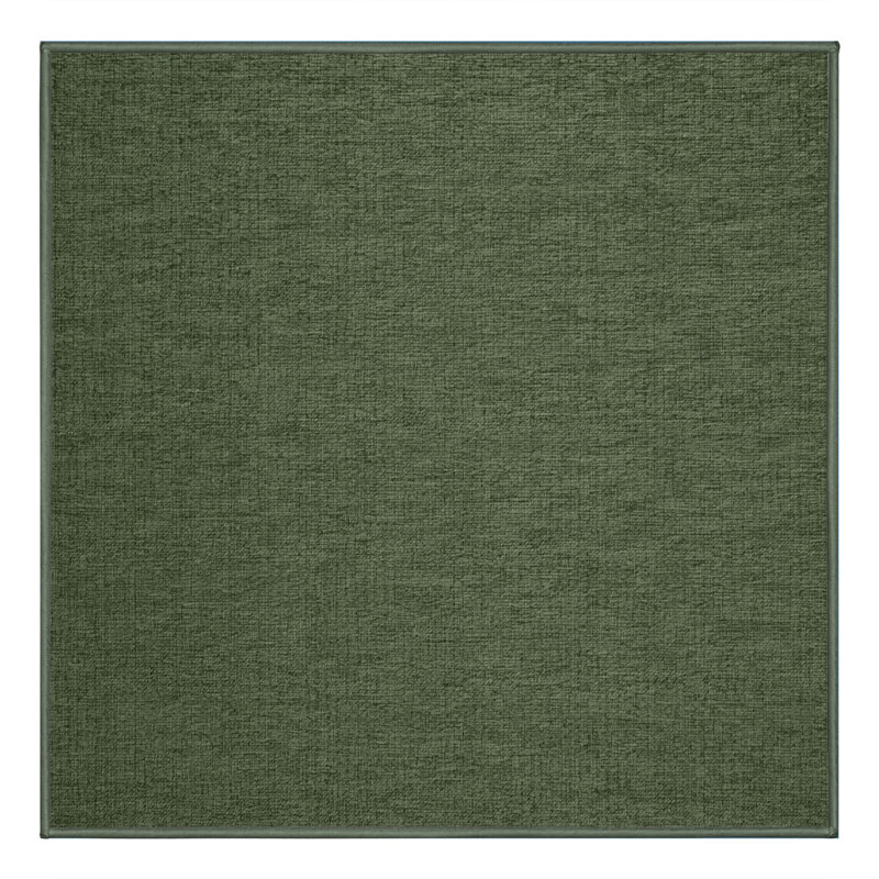 Machine Washable Solid Green Area Rug, Square 3'