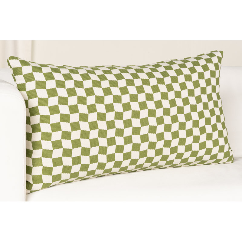 Coussin Delmore, Vert géométrique, polyester, Rectangulaire H 14 po x l 26 po