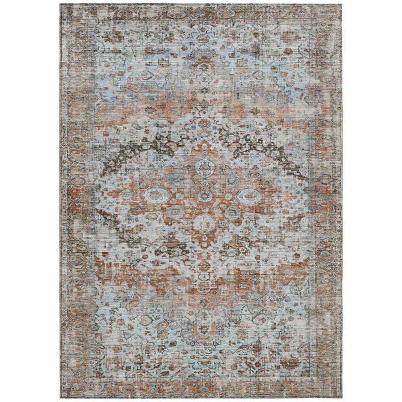 Machine Washable Indoor/Outdoor Xhevrie Paprika Rug, Rectangle 9' x 12'