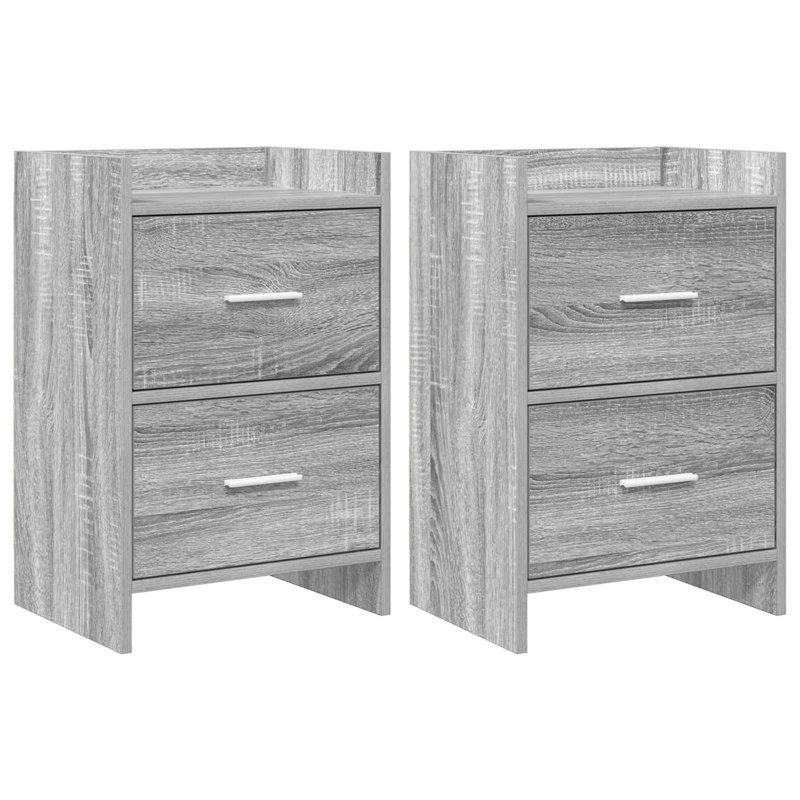 40cm W Composite Bedside Table, Grey Sonoma
