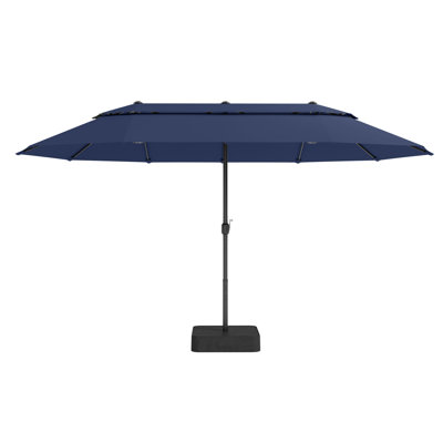 Parasol de marché rectangulaire de 15 pi x 9 pi avec base incluse, parasol de marché rectangulaire double face à 2 niveaux pour l'extérieur