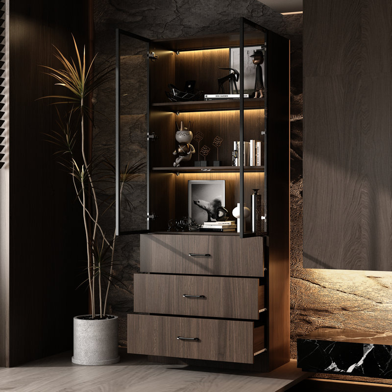 Vitrine en verre trempé avec lumières réglables