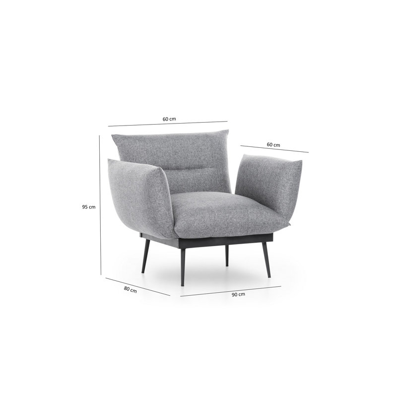 Fauteuil l 35,43 po Althrop, Gris