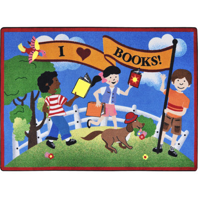 Tapis bleu touffeté Library Day