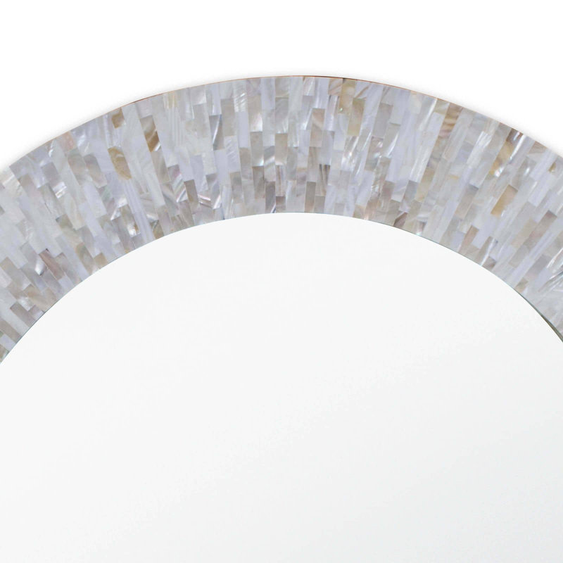 Coastal Round Multicolor Tile Accent Mirror