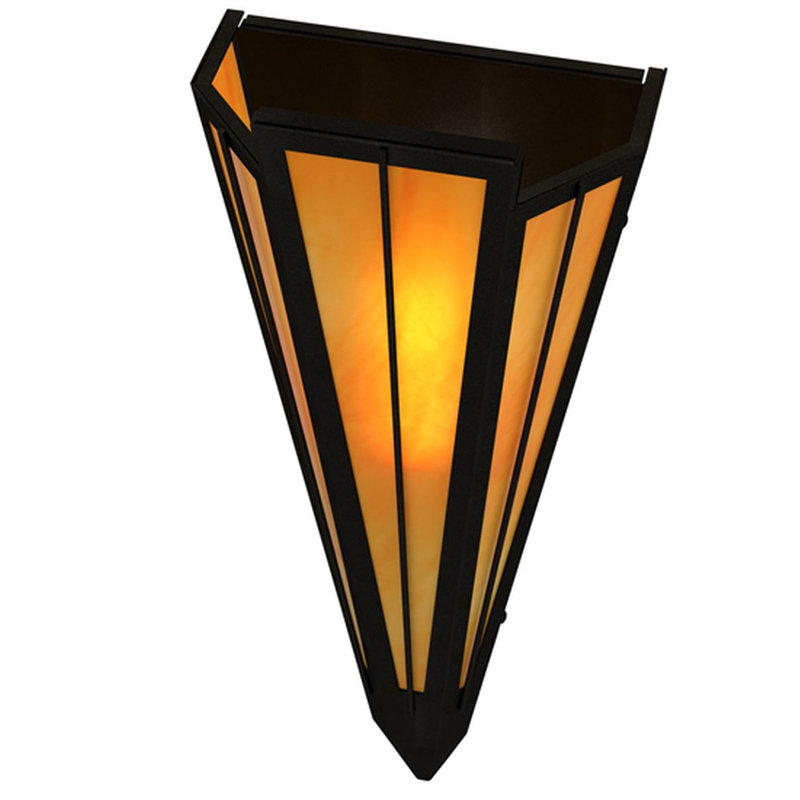 Brum 2 - Light Flush Mounted Sconce, Ambra Siena, Textured Black