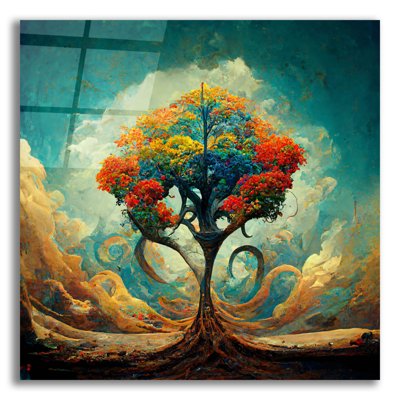 «Arbre de vie 30» par Ray Heere, art mural en verre acrylique Red Barrel Studio®, ACR-37809, H 12 po x l 12 po x P 0,13 po