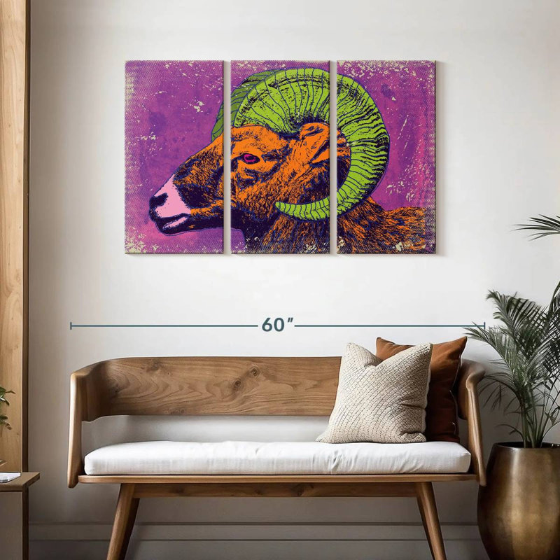 Brampt Retro Bighorn Sheep, 28" H x 45" W