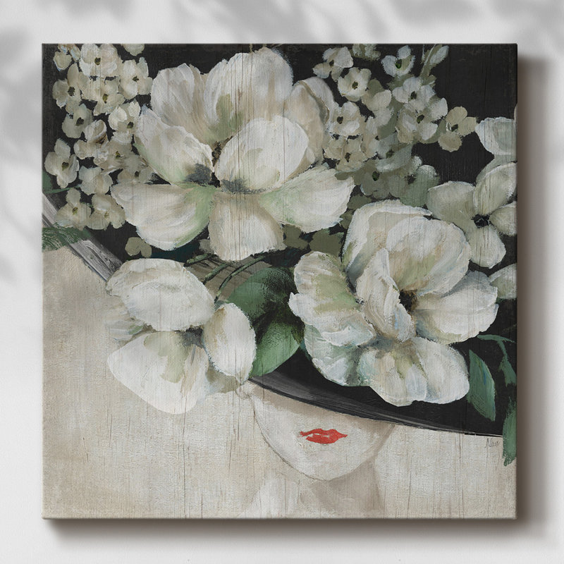 Impression florale chapeau floral sur toile, H 32 po x l 32 po