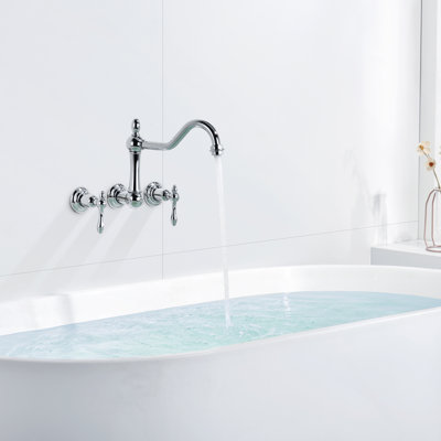 Robinet de baignoire romaine à deux poignées à fixation murale