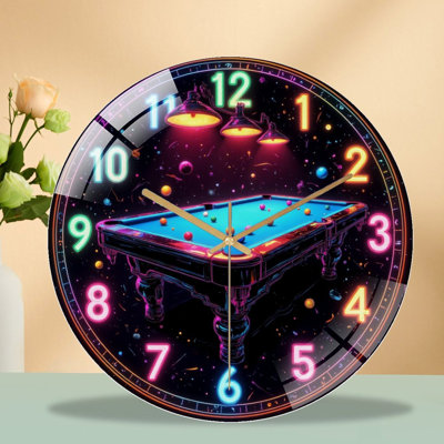 Horloge de table de billard avec lumières lumineuses - horloge murale moderne en verre 12 po