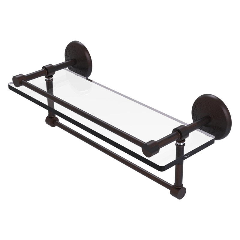 Étagère support avec barre à serviettes Tilney, Laiton antique, 5'' H X 16'' W X 5.5'' D