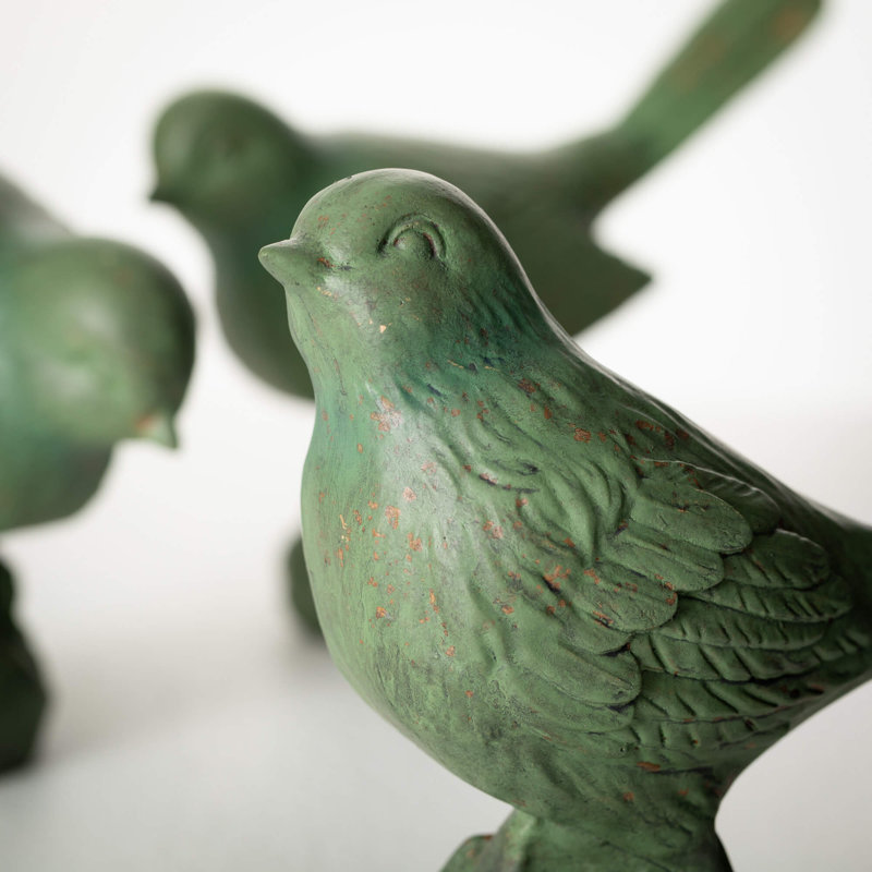 Ensemble de 3 figurines 6 ", 5,5" et 8,25 "oiseaux verts
