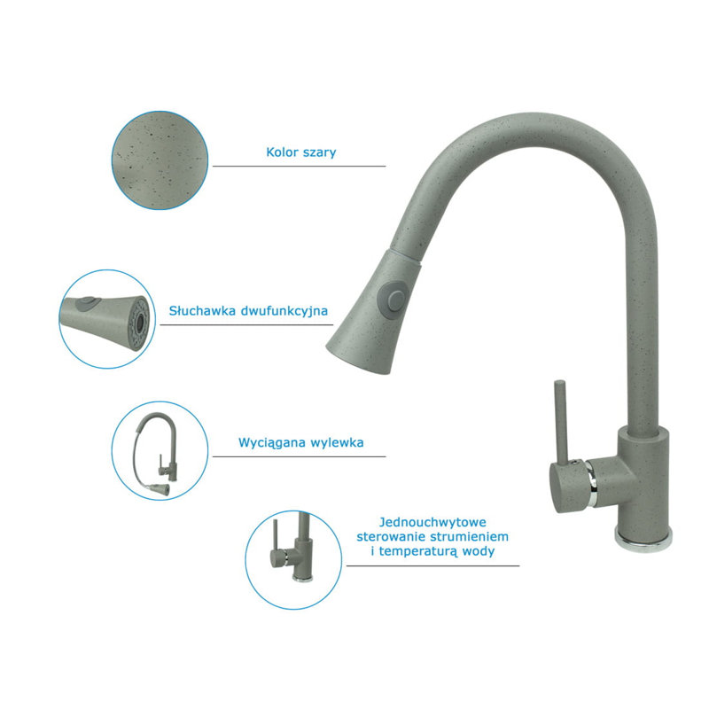 Belfry Kitchen Stanhope Kitchen Faucet, Grey