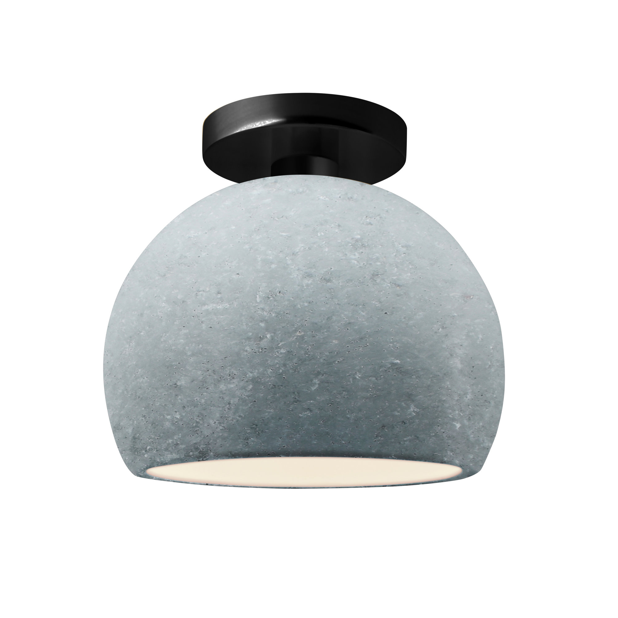 Single Light Ceramic LED Semi Flush Mount, Concrete, 7" H x 7" W x 7" D, Matte Black