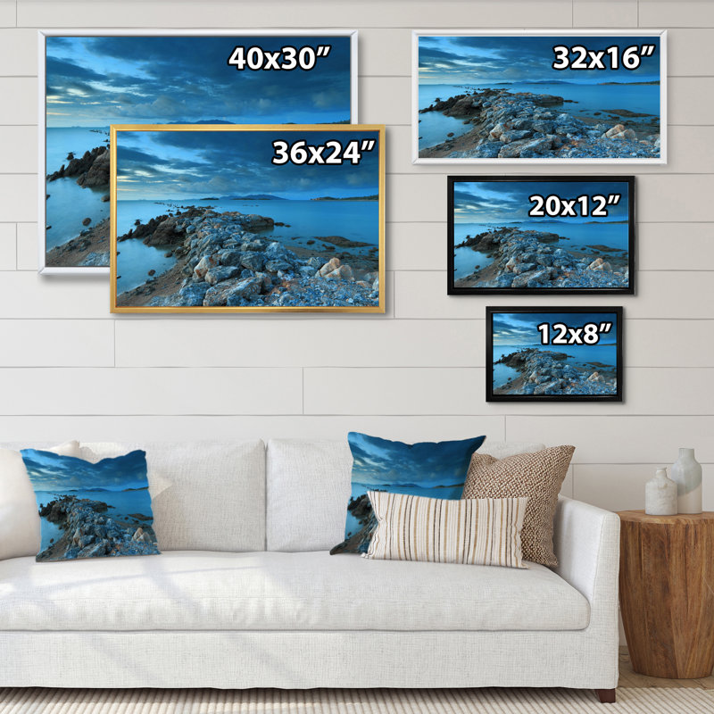 «Dramatic Coastal Stone Bridges», reproduction sur toile, H 12 po x l 20 po x P 1 po, Cadre flottant doré