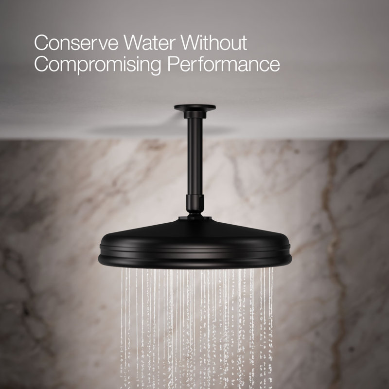Traditional Round 10" Rainhead with Katalyst Air-Induction Spray, 2.5 Gpm, Matte Black, 2.5 Gpm