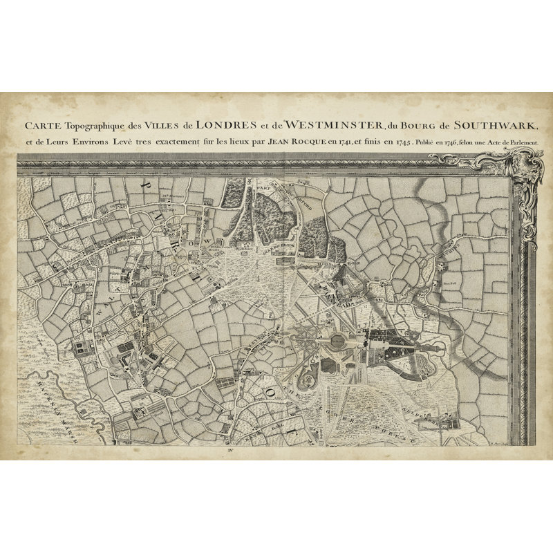 Map Of London Grid IV - Wrapped Canvas Print, 61cm H x 91cm W x 3.8cm D
