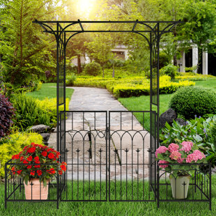 Costway 90.5 in. x 43.5 in. Metal Garden Arch Arbor Trellis