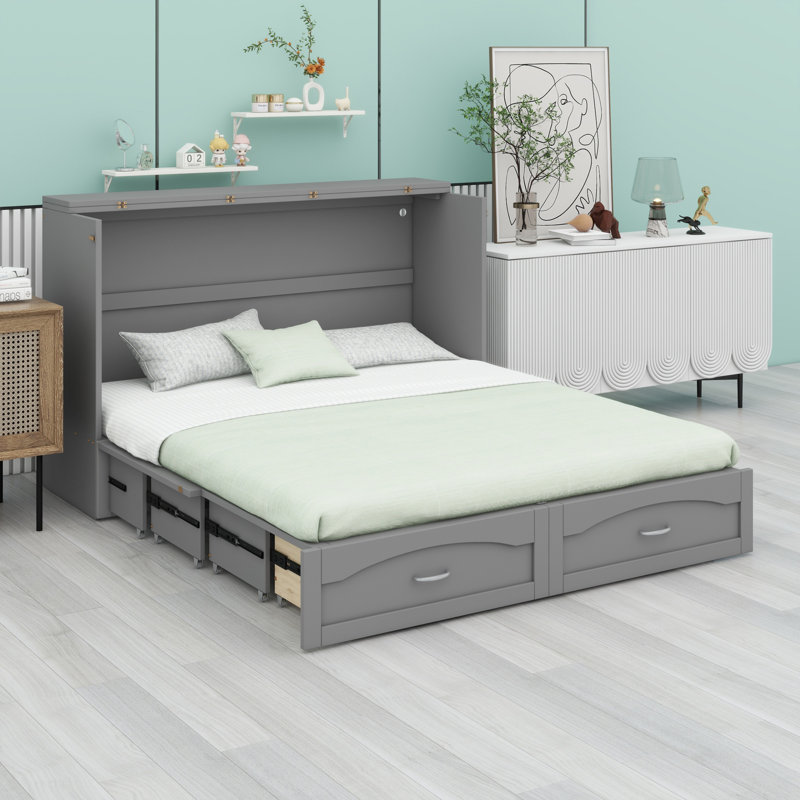 Dyemond Murphy Storage Bed, Queen, Gray