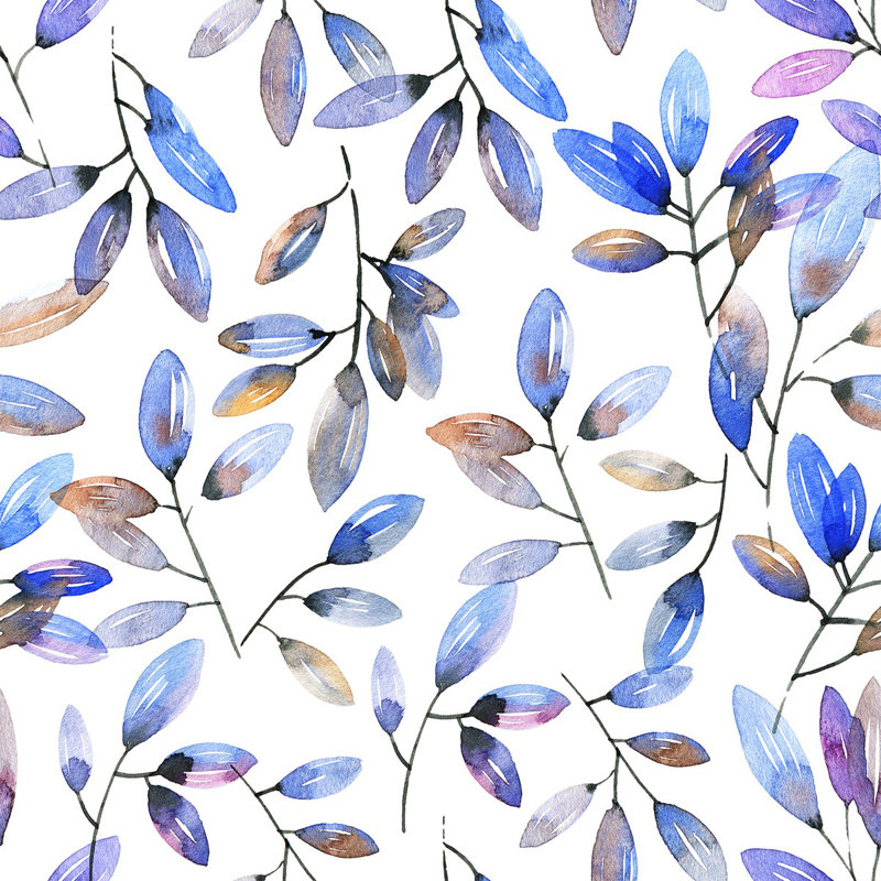 Panneau de papier peint L 10,4 pi x l 25 po Brightly Blue Leaves