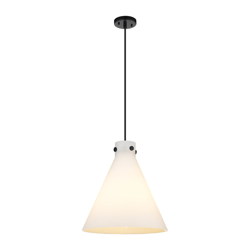 Newton 17.75" Matte Black Glass LED Pendant Light