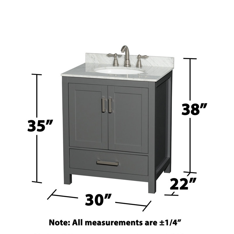 Sheffield 30" Single Bathroom Vanity Set with Mirror, Dark Gray