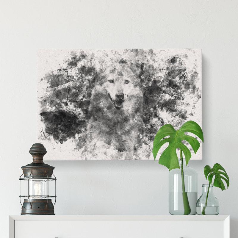 Wolf Portrait - Wrapped Canvas Print, 40cm H x 60cm W x 3cm D