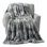 Plaid douillet en fausse fourrure 100 % polyester Lavish Home - 152 x 203 cm (taille Queen) - Linge de lit chaud et luxueux pour canapés, salon, chambre - Convient pour l'hiver, le printemps et les fêtes - Idée-cadeau (argent)