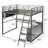 Metal Loft Bed With Built-In Desk-1303447976