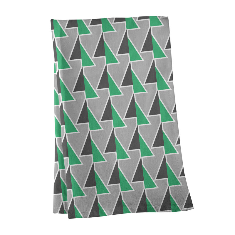 Torchon à flèches, Vert / noir / gris, Polyester sergé