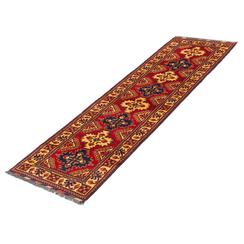Kargahi One-of-a-Kind Runner: 2'10" X 9'10" New Age Runner Wool Area Rug in Red