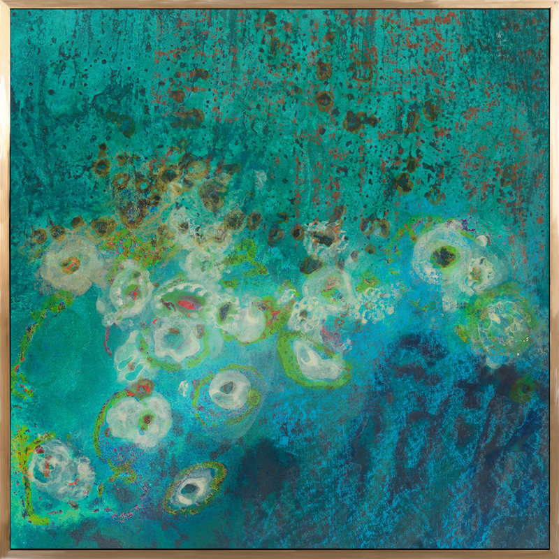 «Faint Dreams I», peinture sur toile à cadre flottant, Encadrement doré