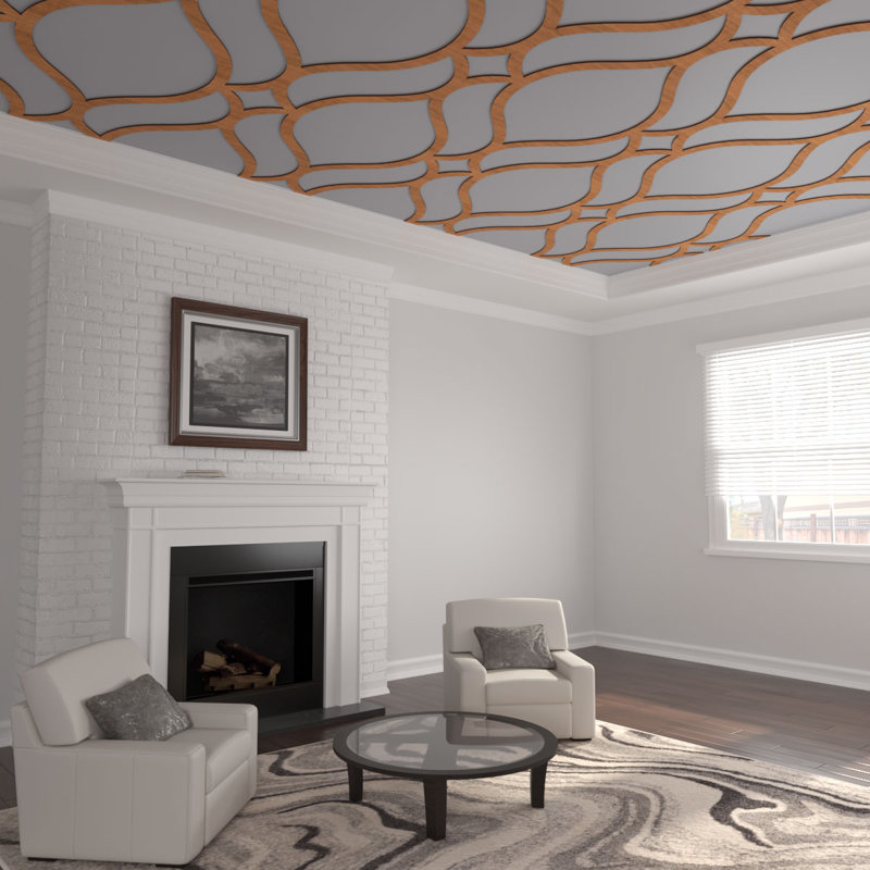 Panneau de plafond décoratif en bois Villarreal, Cerisier, H 46,75 po x l 31,16 po x P 0,375 po